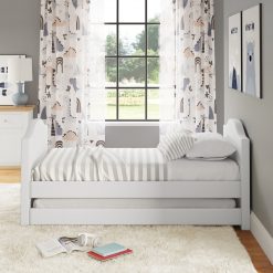 Thebedroomstore.com Messina Faux Leather / Birmingham Linen - Trundle Bed Platform Beds