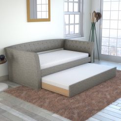 Thebedroomstore.com New Castle Linen / St Ives Faux Leather / Kendal Velour - Trundle Bed Platform Beds