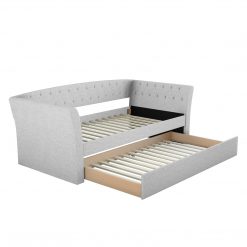 Thebedroomstore.com New Castle Linen / St Ives Faux Leather / Kendal Velour - Trundle Bed Platform Beds