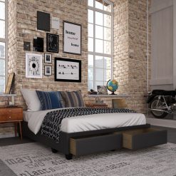 Thebedroomstore.com Modena Linen / Parma Faux Leather - Platform Storage Bed Platform Beds