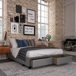 Thebedroomstore.com Modena Linen / Parma Faux Leather - Platform Storage Bed Platform Beds