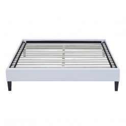 Thebedroomstore.com Central Park White Faux Leather Upholstered Platform Bed