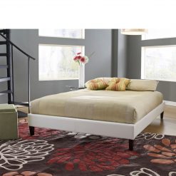 Thebedroomstore.com Central Park White Faux Leather Upholstered Platform Bed