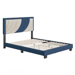 Thebedroomstore.com Sail-Away Linen / Bree Faux Leather - Upholstered Platform Bed