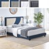 Thebedroomstore.com Sail-Away Linen / Bree Faux Leather - Upholstered Platform Bed