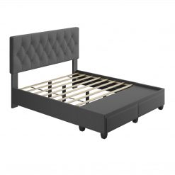 Thebedroomstore.com Platform Beds Verona Faux Leather / Salerno Linen - Platform Storage Bed