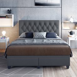 Thebedroomstore.com Platform Beds Verona Faux Leather / Salerno Linen - Platform Storage Bed