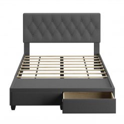 Thebedroomstore.com Platform Beds Verona Faux Leather / Salerno Linen - Platform Storage Bed