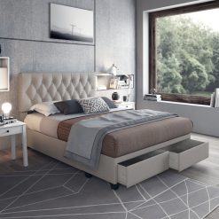 Thebedroomstore.com Platform Beds Verona Faux Leather / Salerno Linen - Platform Storage Bed