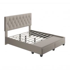 Thebedroomstore.com Platform Beds Verona Faux Leather / Salerno Linen - Platform Storage Bed