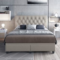 Thebedroomstore.com Platform Beds Verona Faux Leather / Salerno Linen - Platform Storage Bed