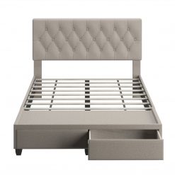 Thebedroomstore.com Platform Beds Verona Faux Leather / Salerno Linen - Platform Storage Bed