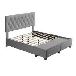 Thebedroomstore.com Platform Beds Verona Faux Leather / Salerno Linen - Platform Storage Bed