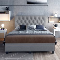Thebedroomstore.com Platform Beds Verona Faux Leather / Salerno Linen - Platform Storage Bed
