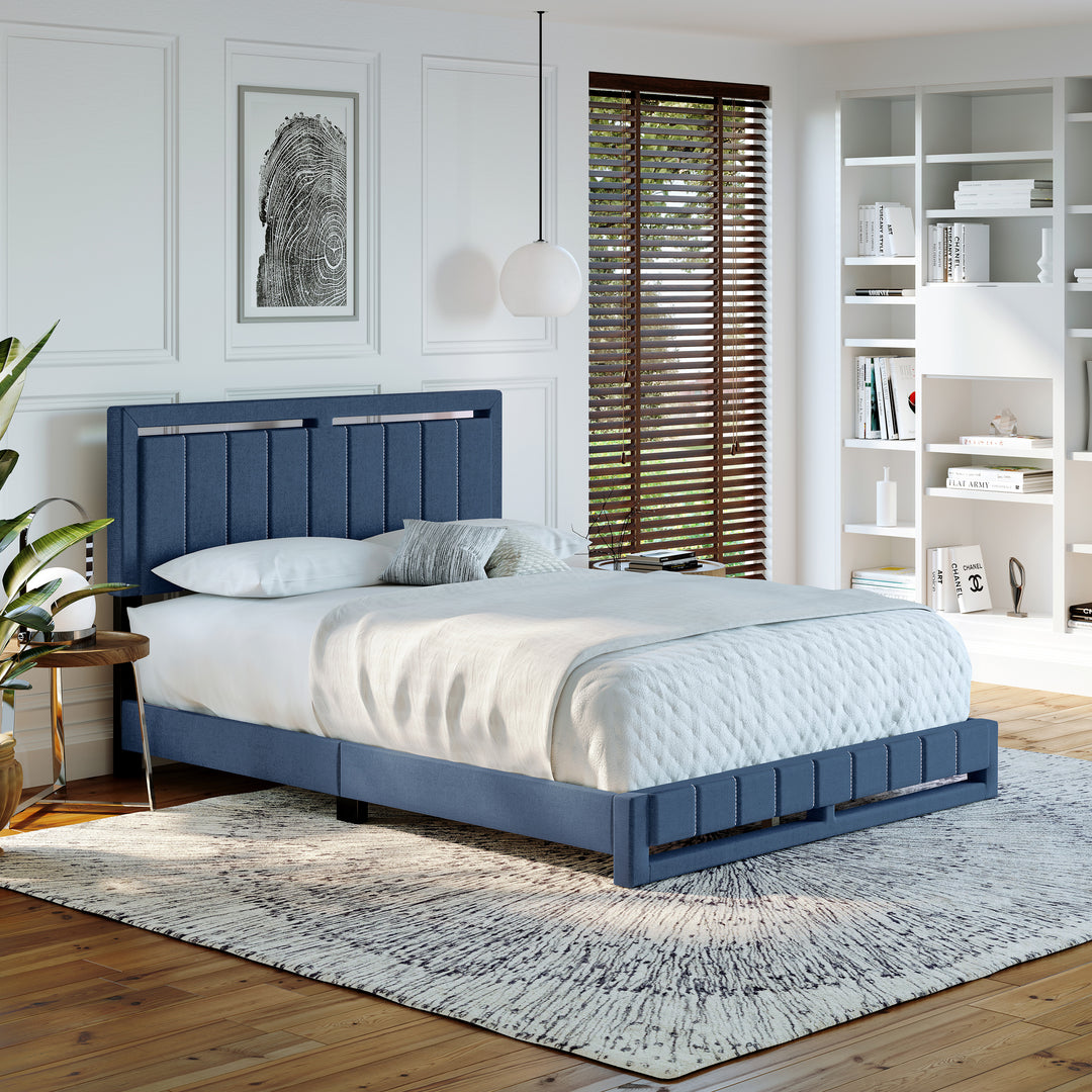 Thebedroomstore.com Upholstered Beds Beaumont Faux Leather / Senata Linen - Upholstered Platform Bed
