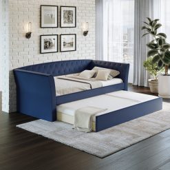 Thebedroomstore.com New Castle Linen / St Ives Faux Leather / Kendal Velour - Trundle Bed Platform Beds