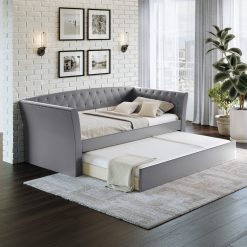 Thebedroomstore.com New Castle Linen / St Ives Faux Leather / Kendal Velour - Trundle Bed Platform Beds