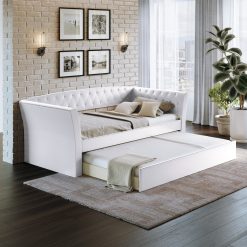 Thebedroomstore.com New Castle Linen / St Ives Faux Leather / Kendal Velour - Trundle Bed Platform Beds