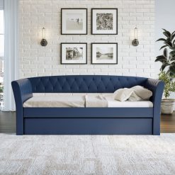 Thebedroomstore.com New Castle Linen / St Ives Faux Leather / Kendal Velour - Trundle Bed Platform Beds