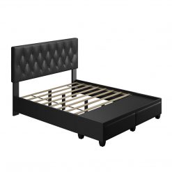 Thebedroomstore.com Platform Beds Verona Faux Leather / Salerno Linen - Platform Storage Bed