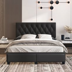 Thebedroomstore.com Platform Beds Verona Faux Leather / Salerno Linen - Platform Storage Bed