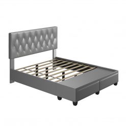 Thebedroomstore.com Platform Beds Verona Faux Leather / Salerno Linen - Platform Storage Bed