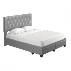 Thebedroomstore.com Platform Beds Verona Faux Leather / Salerno Linen - Platform Storage Bed