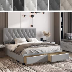 Thebedroomstore.com Platform Beds Verona Faux Leather / Salerno Linen - Platform Storage Bed