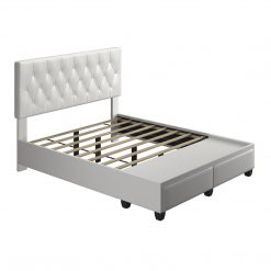Thebedroomstore.com Platform Beds Verona Faux Leather / Salerno Linen - Platform Storage Bed