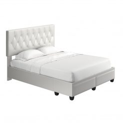 Thebedroomstore.com Platform Beds Verona Faux Leather / Salerno Linen - Platform Storage Bed